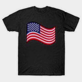 Embroidery American Flag Sticker T-Shirt